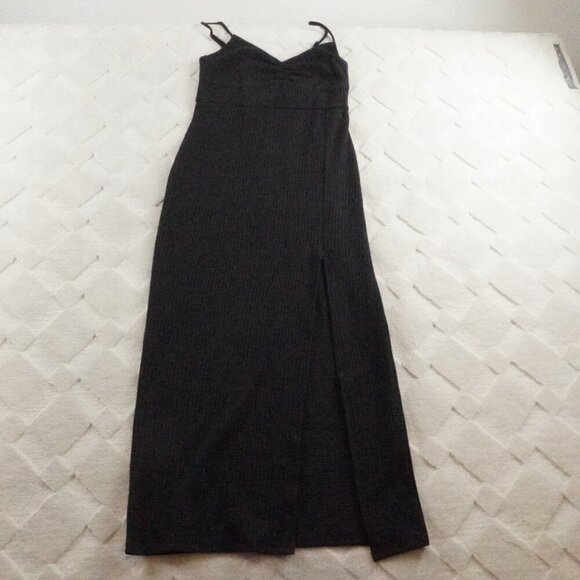 l*space Side Split Hem Tank Midi Dress Womens Extra Small Black textured - Picture 1 of 10